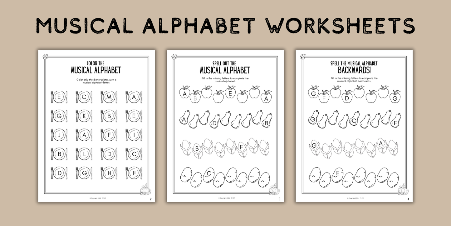 Thanksgiving Music Worksheets