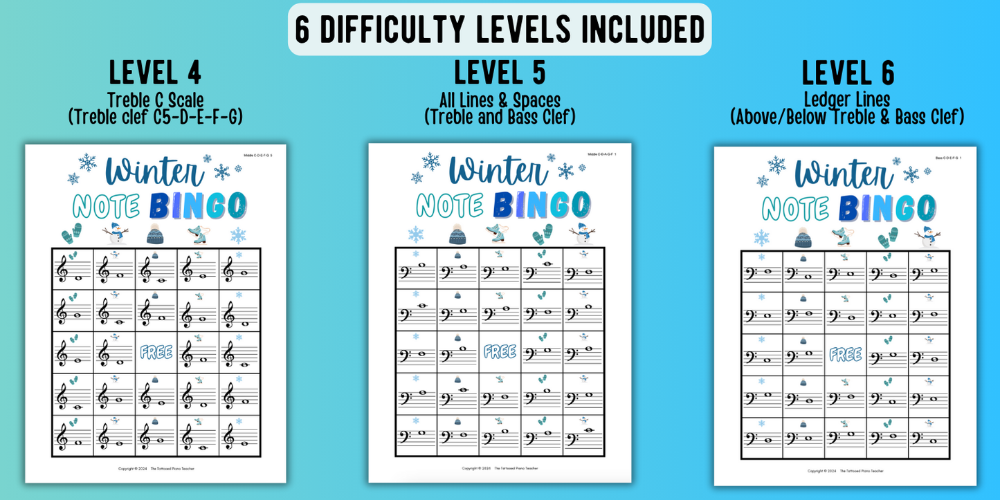 Winter Music Note Bingo
