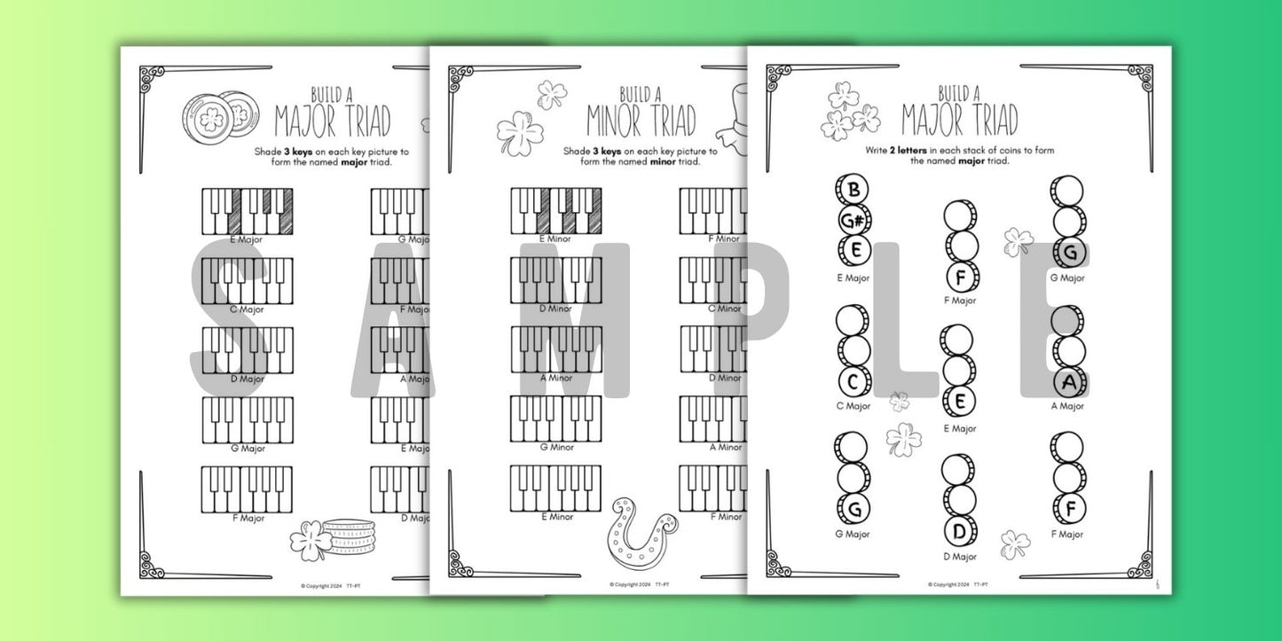 St. Patrick's Day TRIADS Music Worksheets