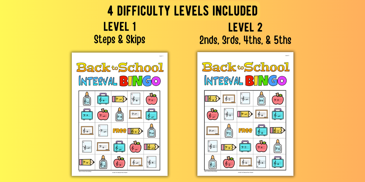 Back to School Interval Bingo