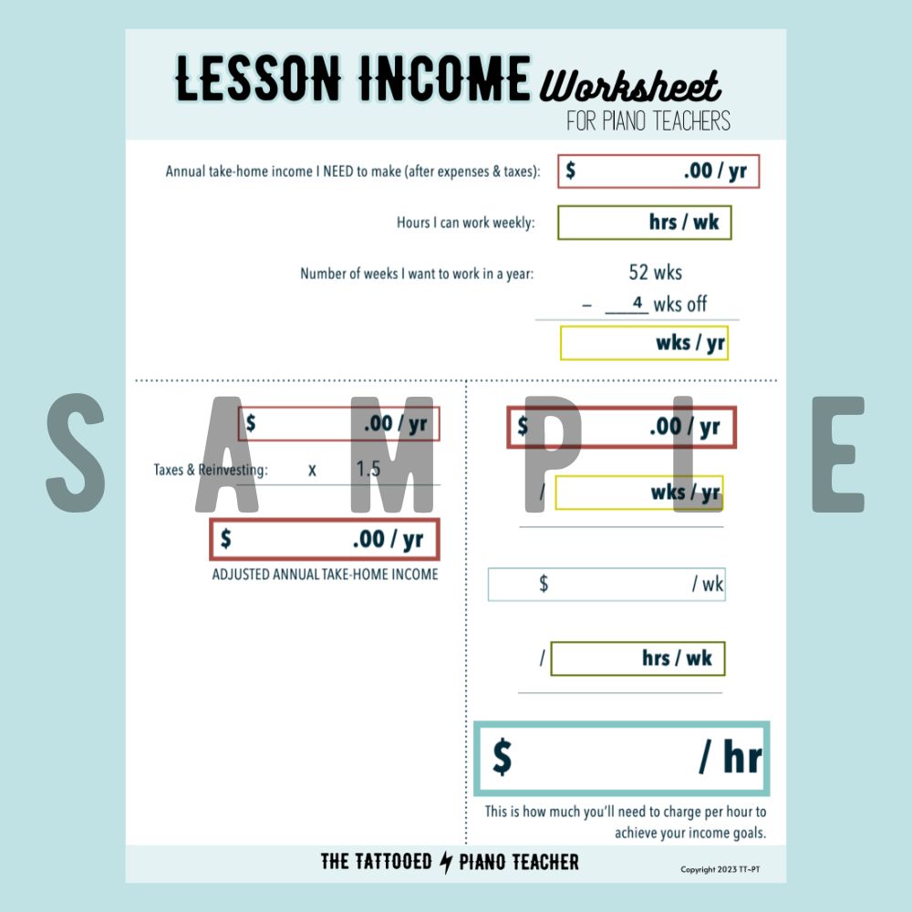Lesson Income Worksheet