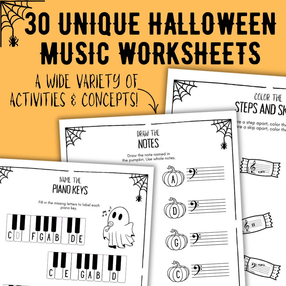 Halloween Music Worksheets Bundle