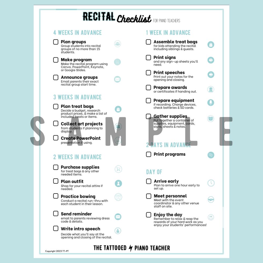 Stress-Free Recital Checklist