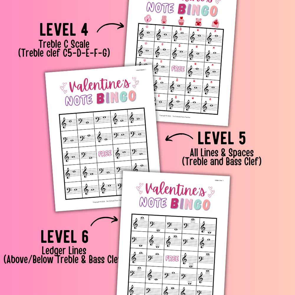 Valentine's Day Music Note Bingo