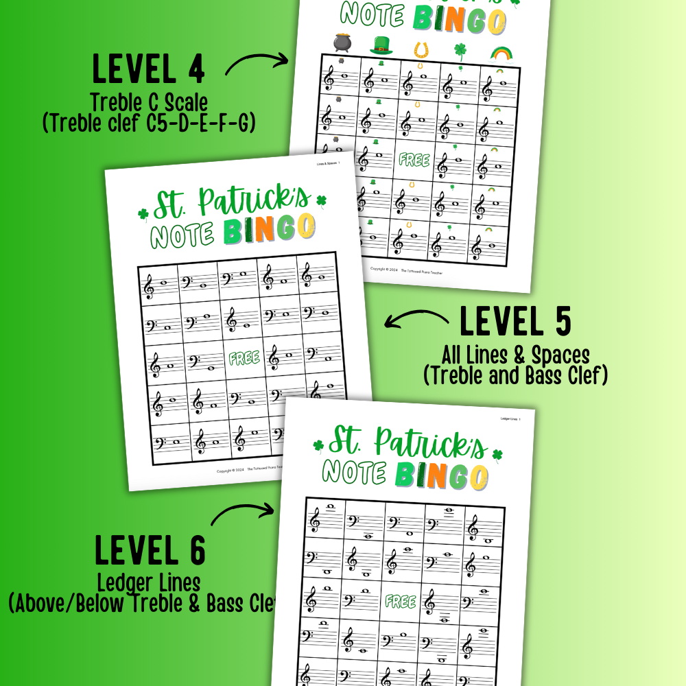 St. Patrick's Day Music Note Bingo