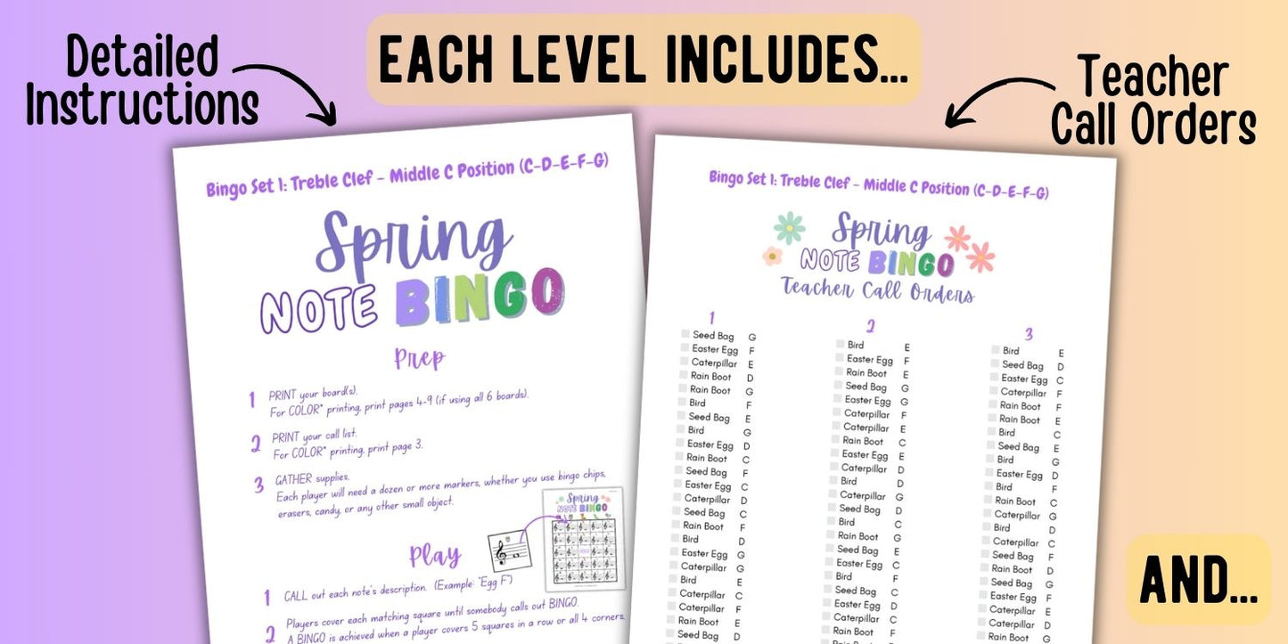Spring Music Note Bingo