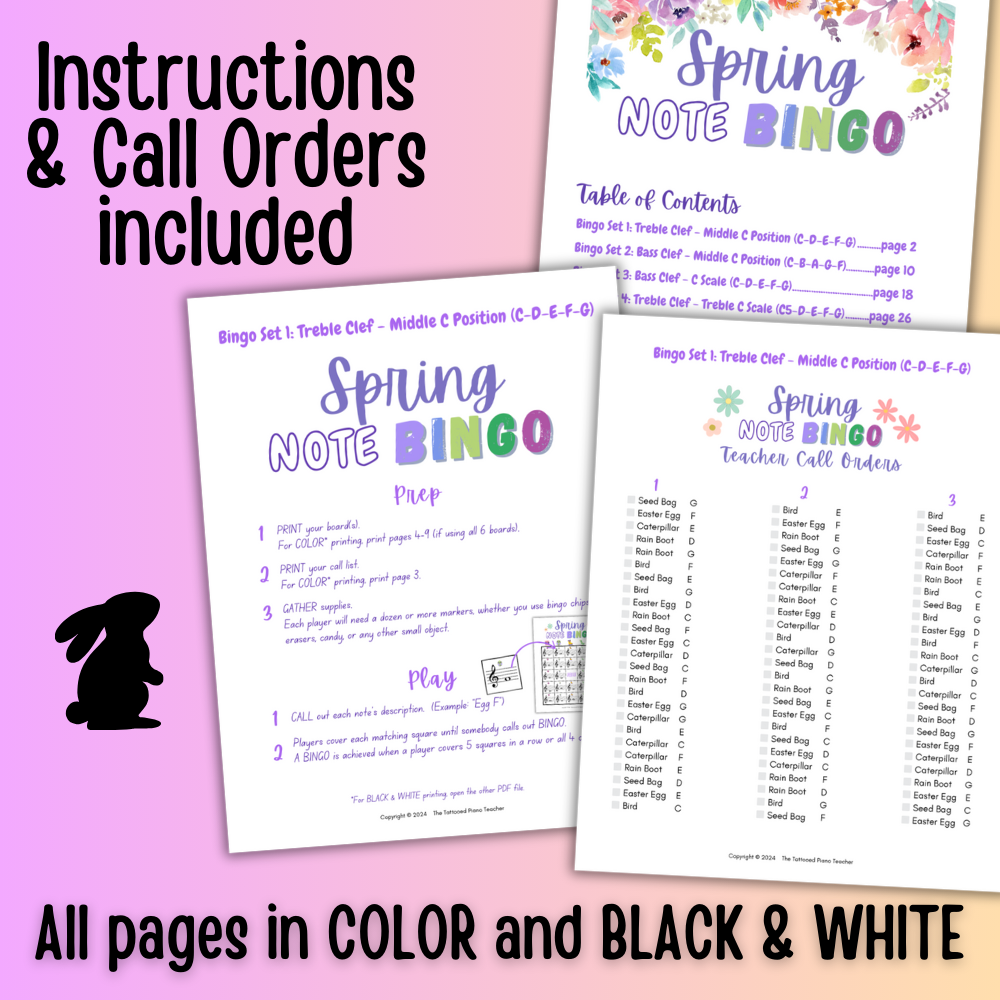 Spring Music Note Bingo