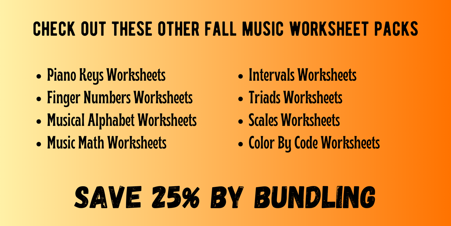 Fall NOTE NAMING Music Worksheets