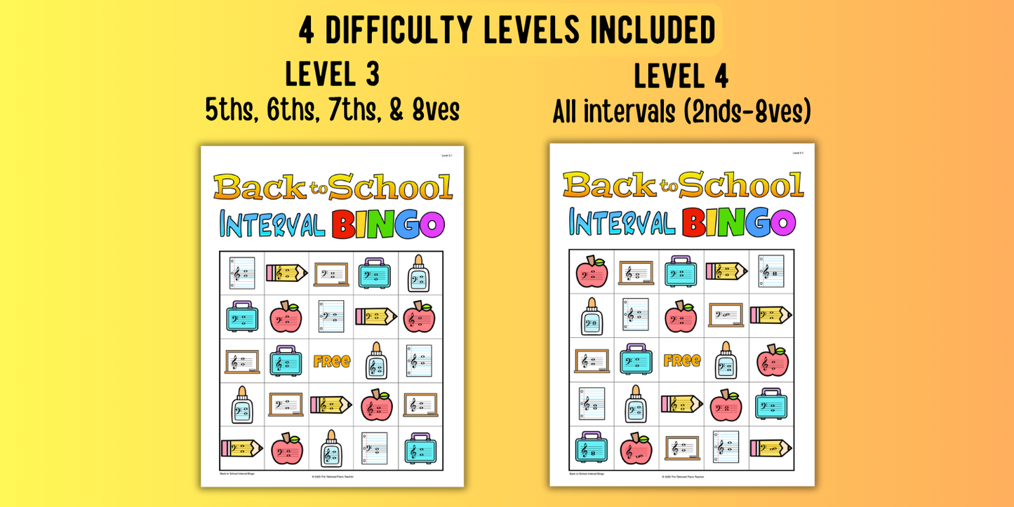 Back to School Interval Bingo