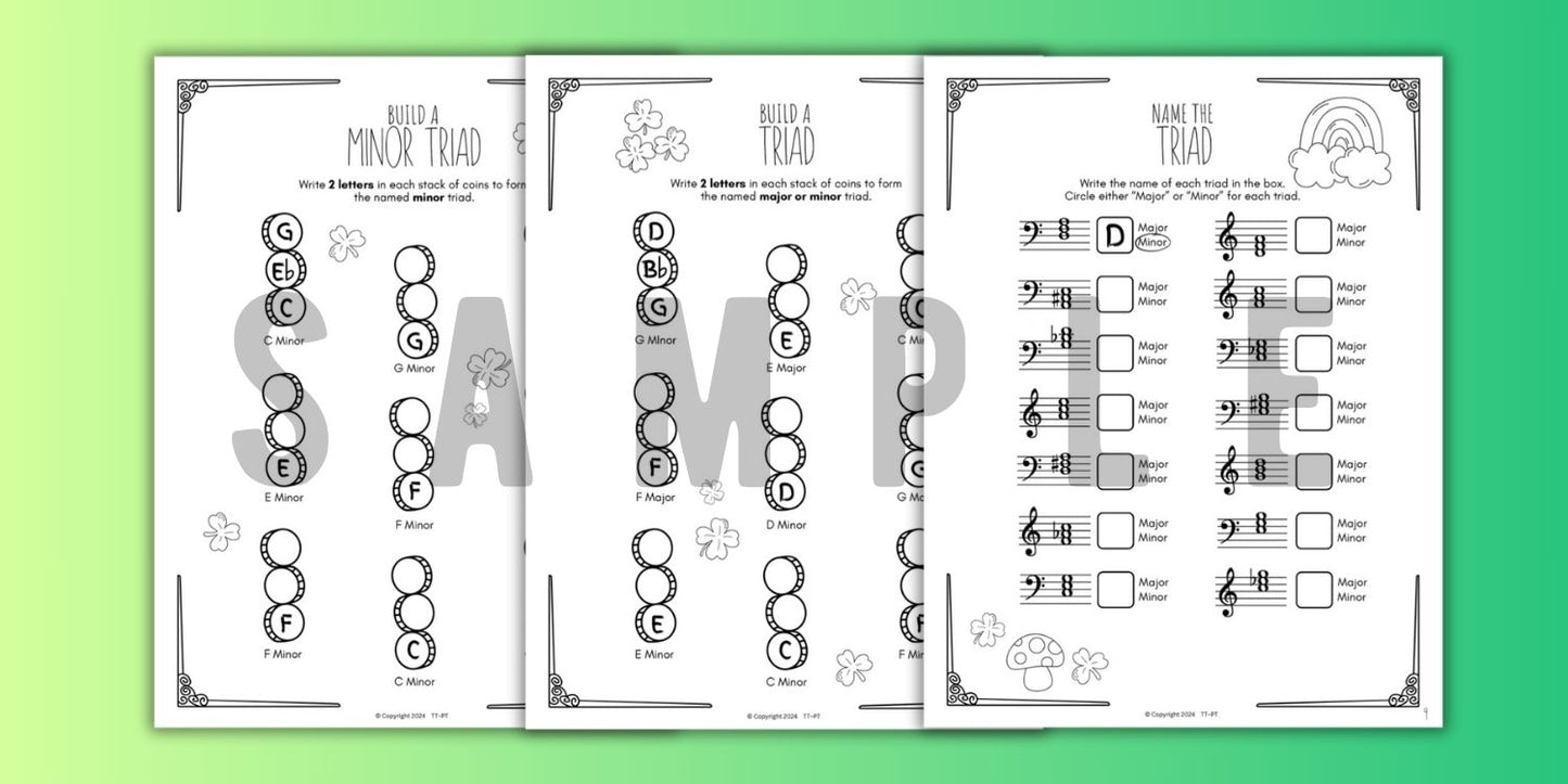 St. Patrick's Day TRIADS Music Worksheets