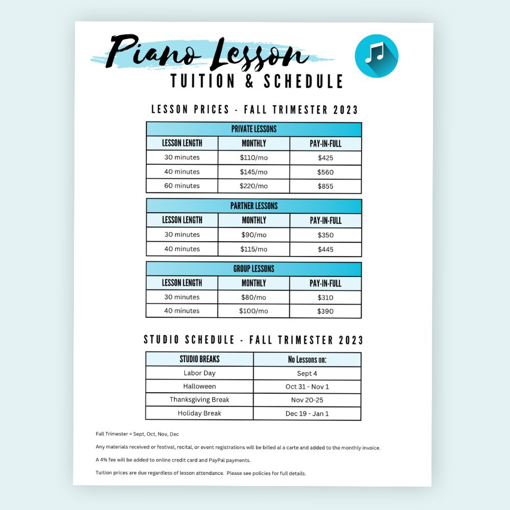 Piano Studio Policies Template