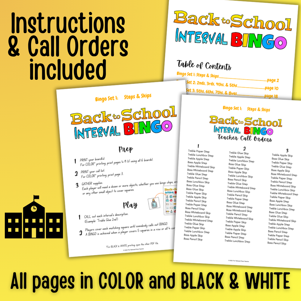 Back to School Interval Bingo
