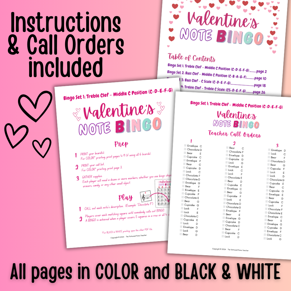 Valentine's Day Music Note Bingo