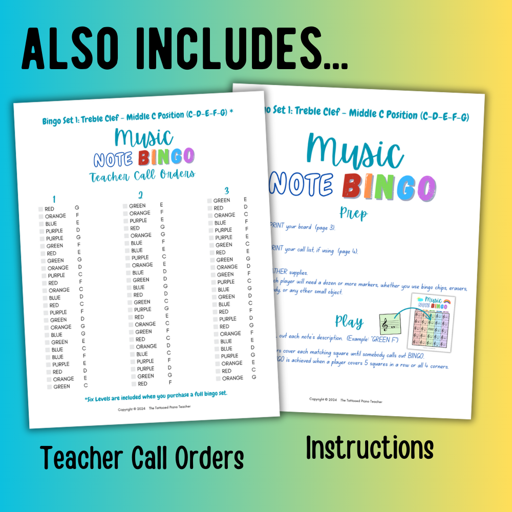 Music Note Bingo Sample Page