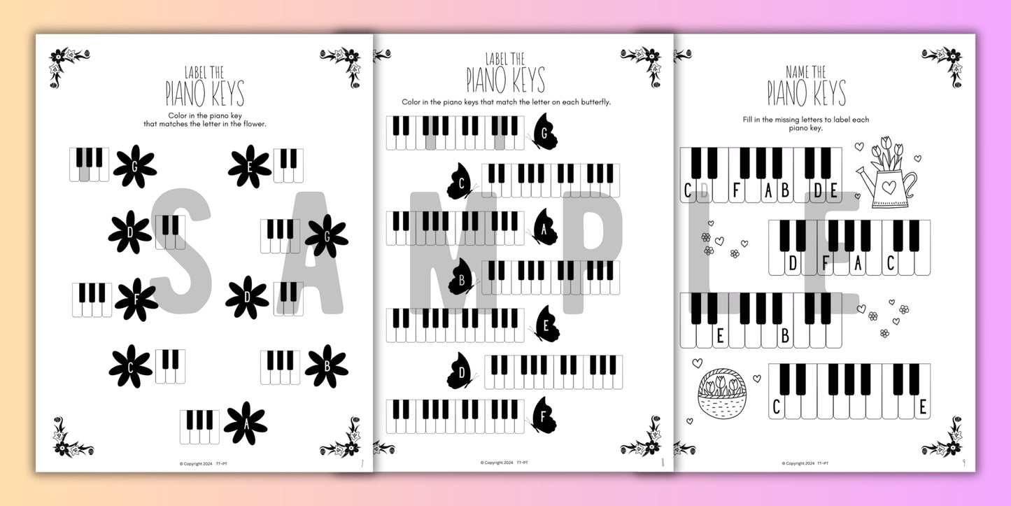 Spring Piano KEYS Music Worksheets