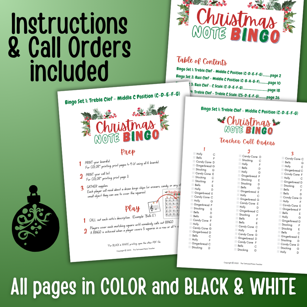 Christmas Music Note Bingo