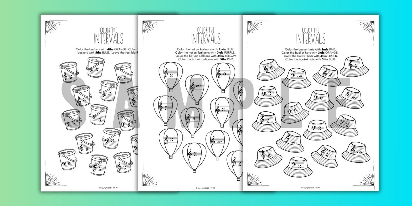 Summer INTERVALS Music Worksheets
