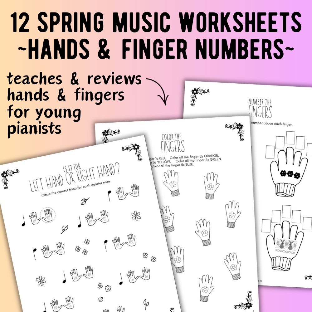 Spring FINGER NUMBERS Music Worksheets