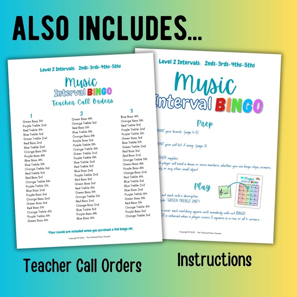 Music Interval Bingo Sample Pages