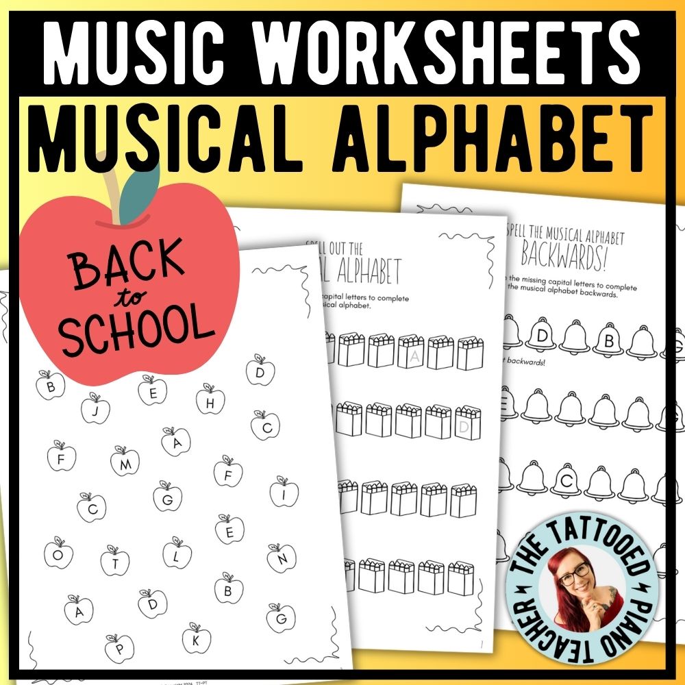 Back to School MUSICAL ALPHABET Music Worksheets