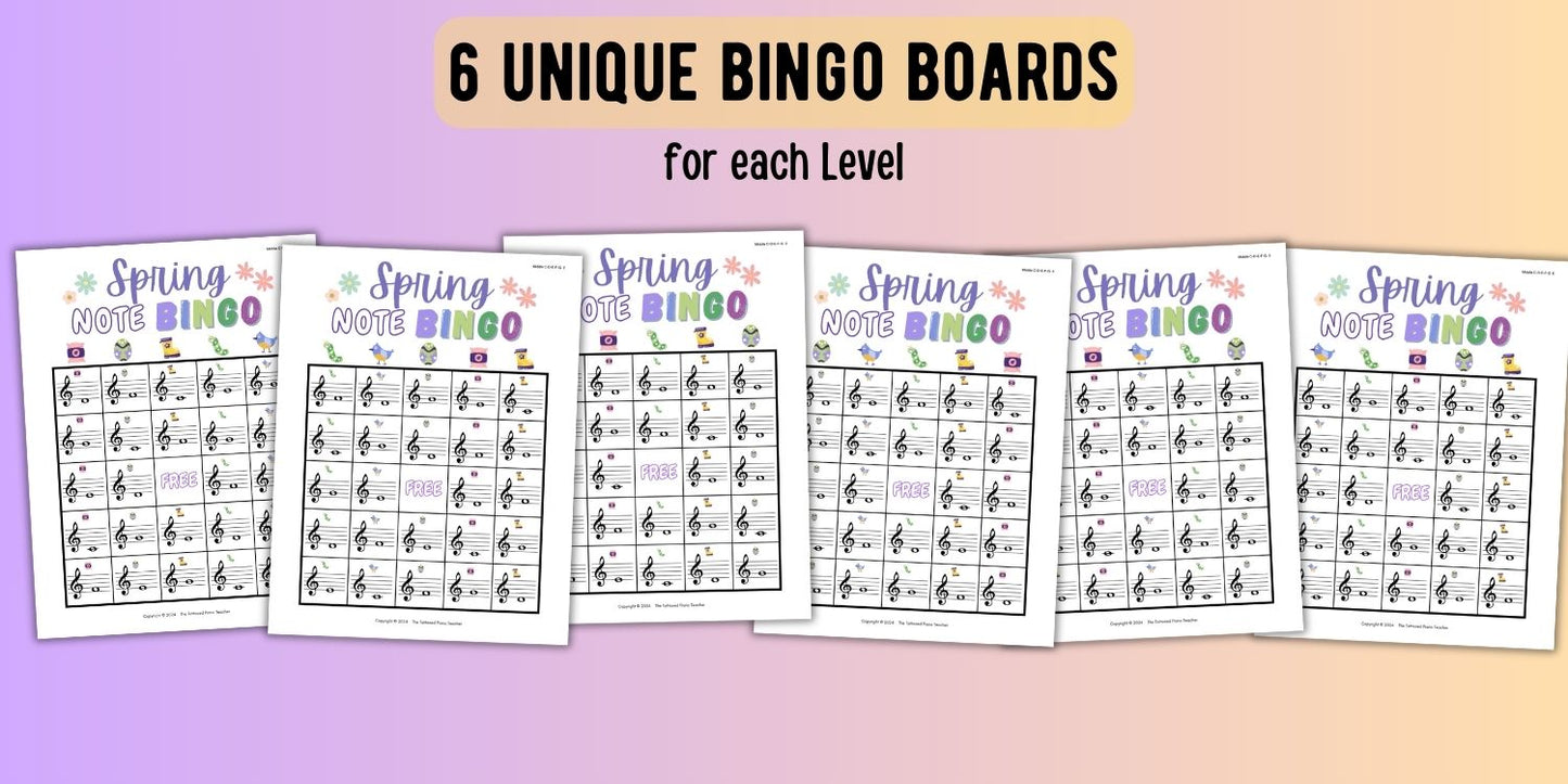 Spring Music Note Bingo