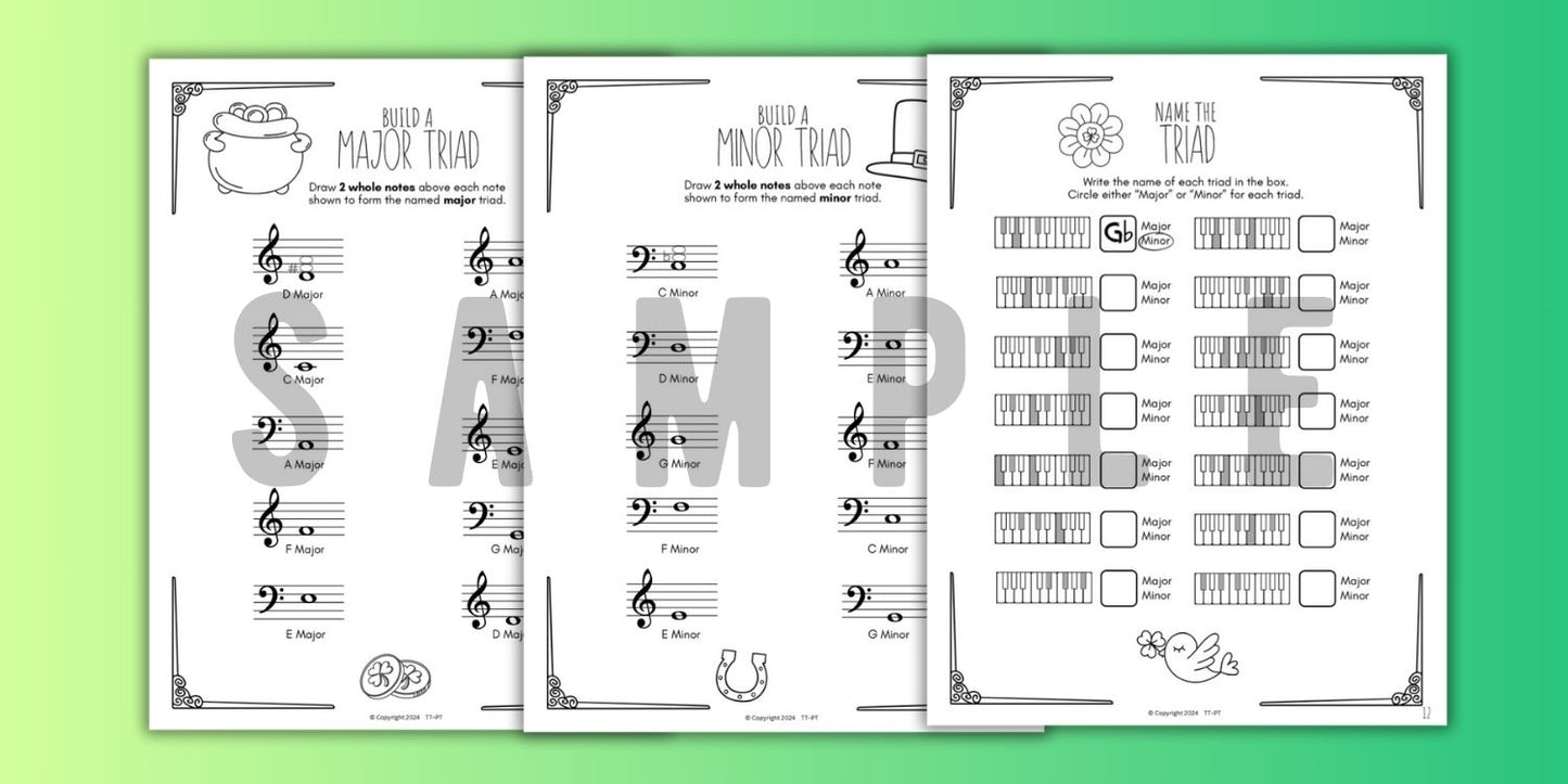 St. Patrick's Day TRIADS Music Worksheets