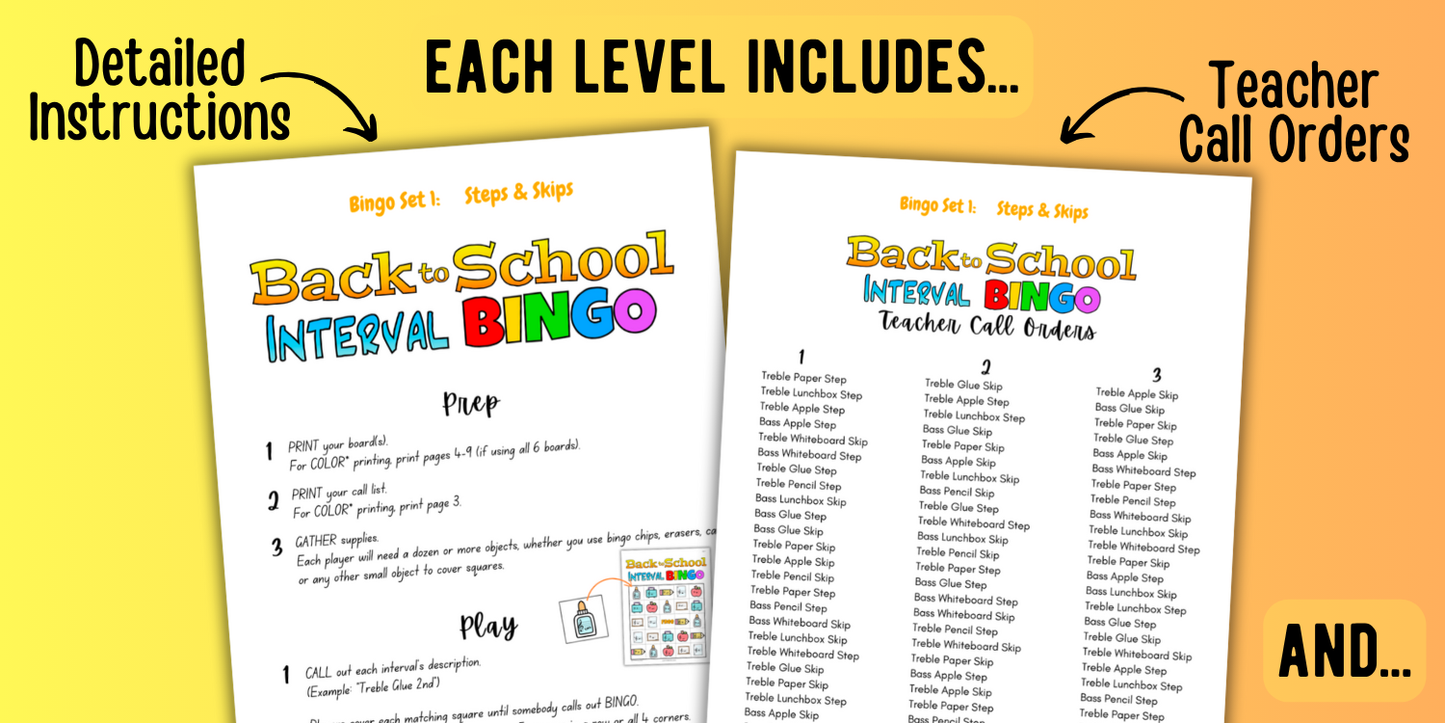 Back to School Interval Bingo