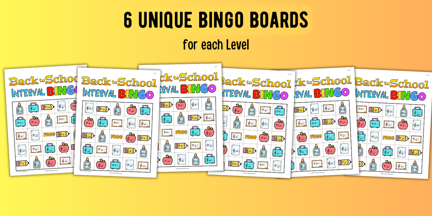Back to School Interval Bingo