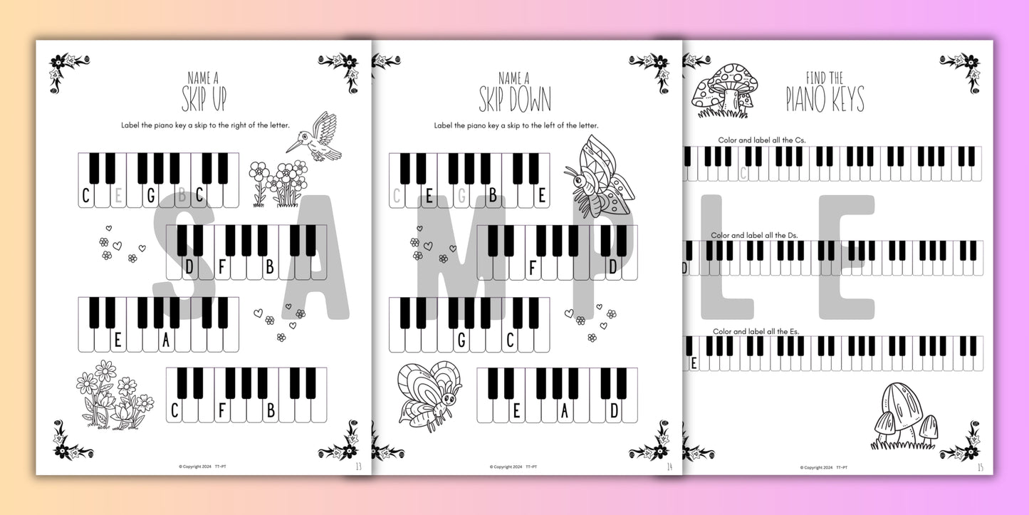 Spring Piano KEYS Music Worksheets