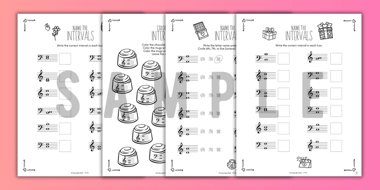 Valentine's Day INTERVALS Music Worksheets