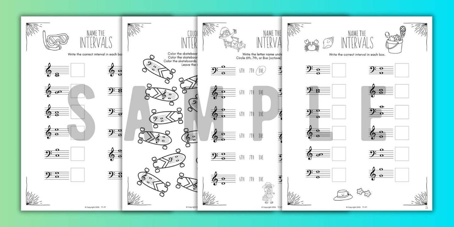 Summer INTERVALS Music Worksheets