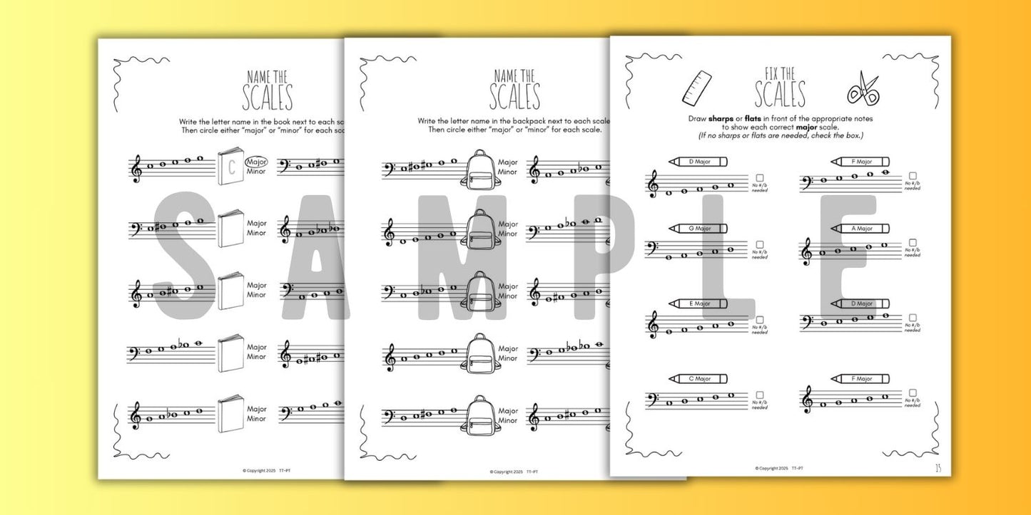Back to School SCALES Worksheets