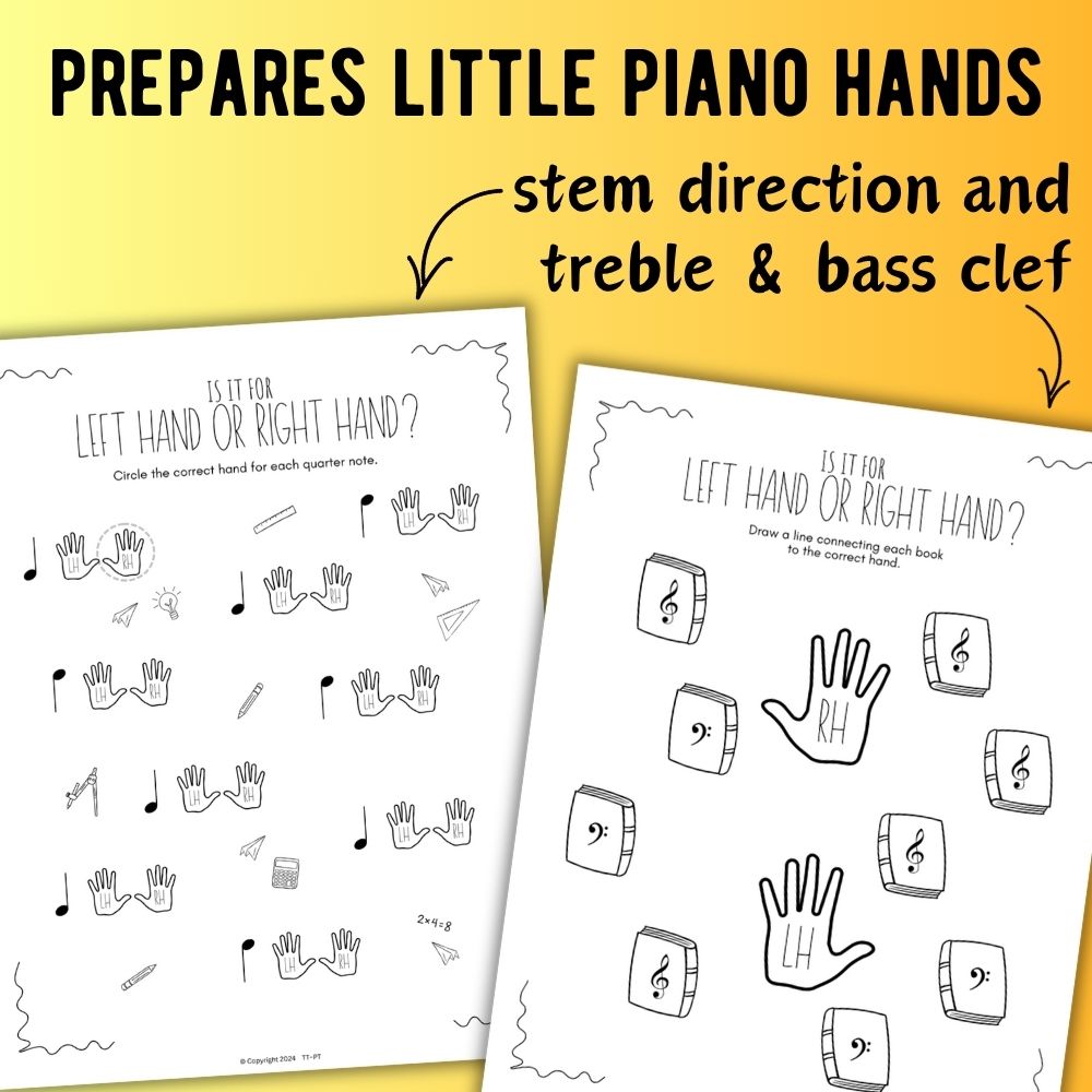 Back to School FINGER NUMBERS Music Worksheets