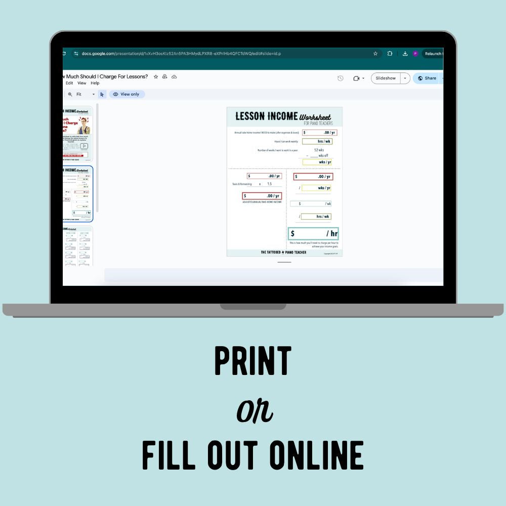 Lesson Income Worksheet