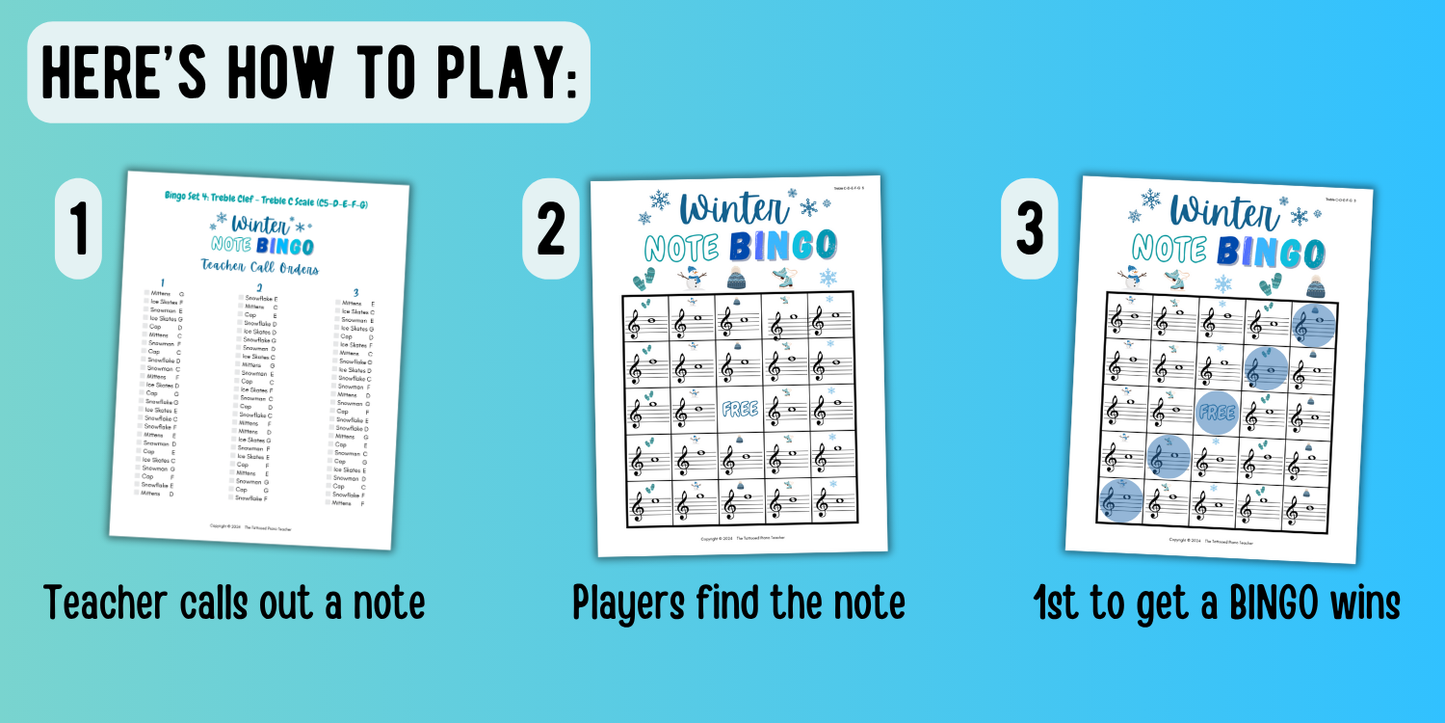 Winter Music Note Bingo