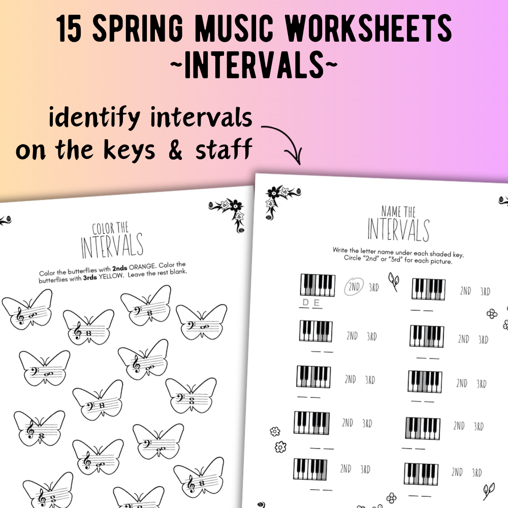 Spring INTERVALS Music Worksheets