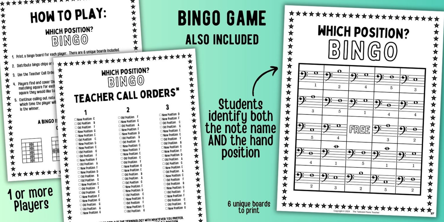 New Hand Position Game + Worksheets