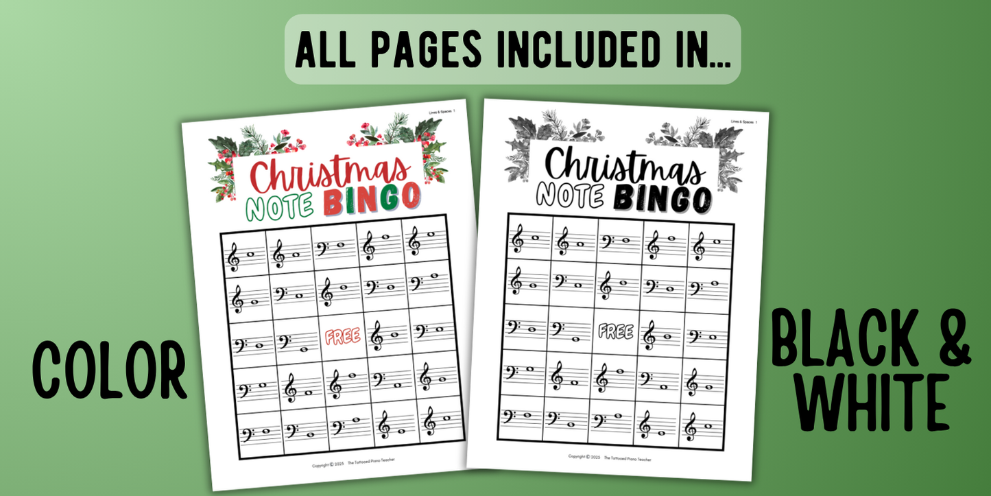 Christmas Music Note Bingo