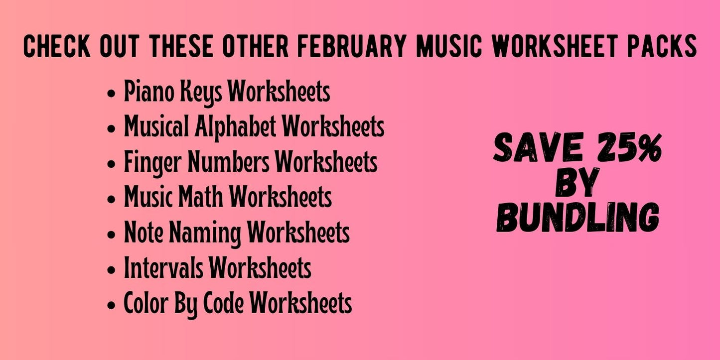 Valentine's Day TRIADS Music Worksheets