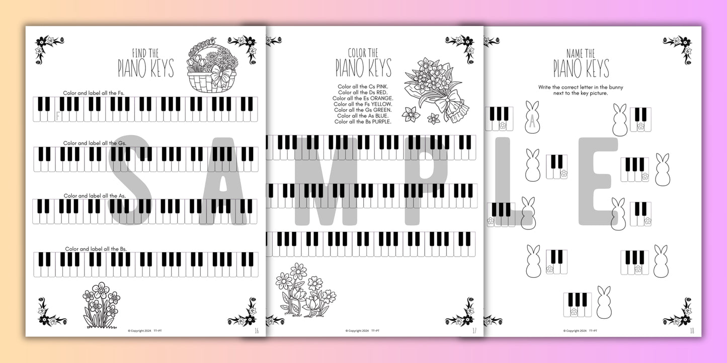Spring Piano KEYS Music Worksheets