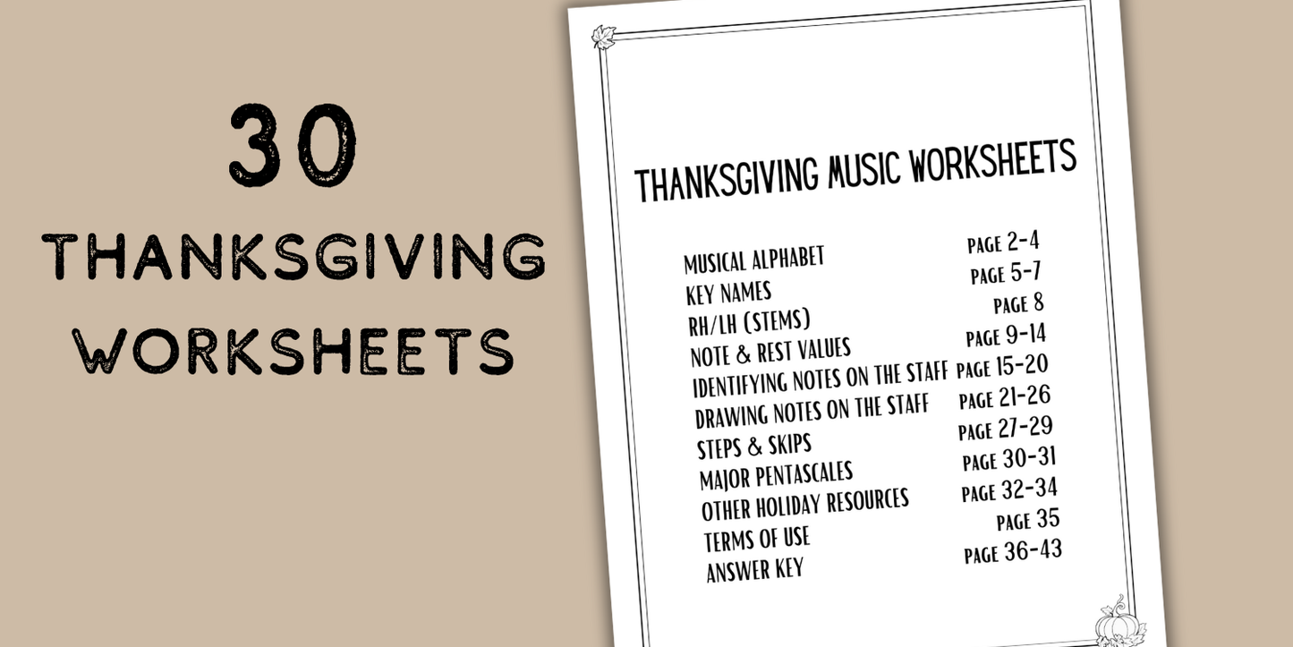 Thanksgiving Music Activity Bundle