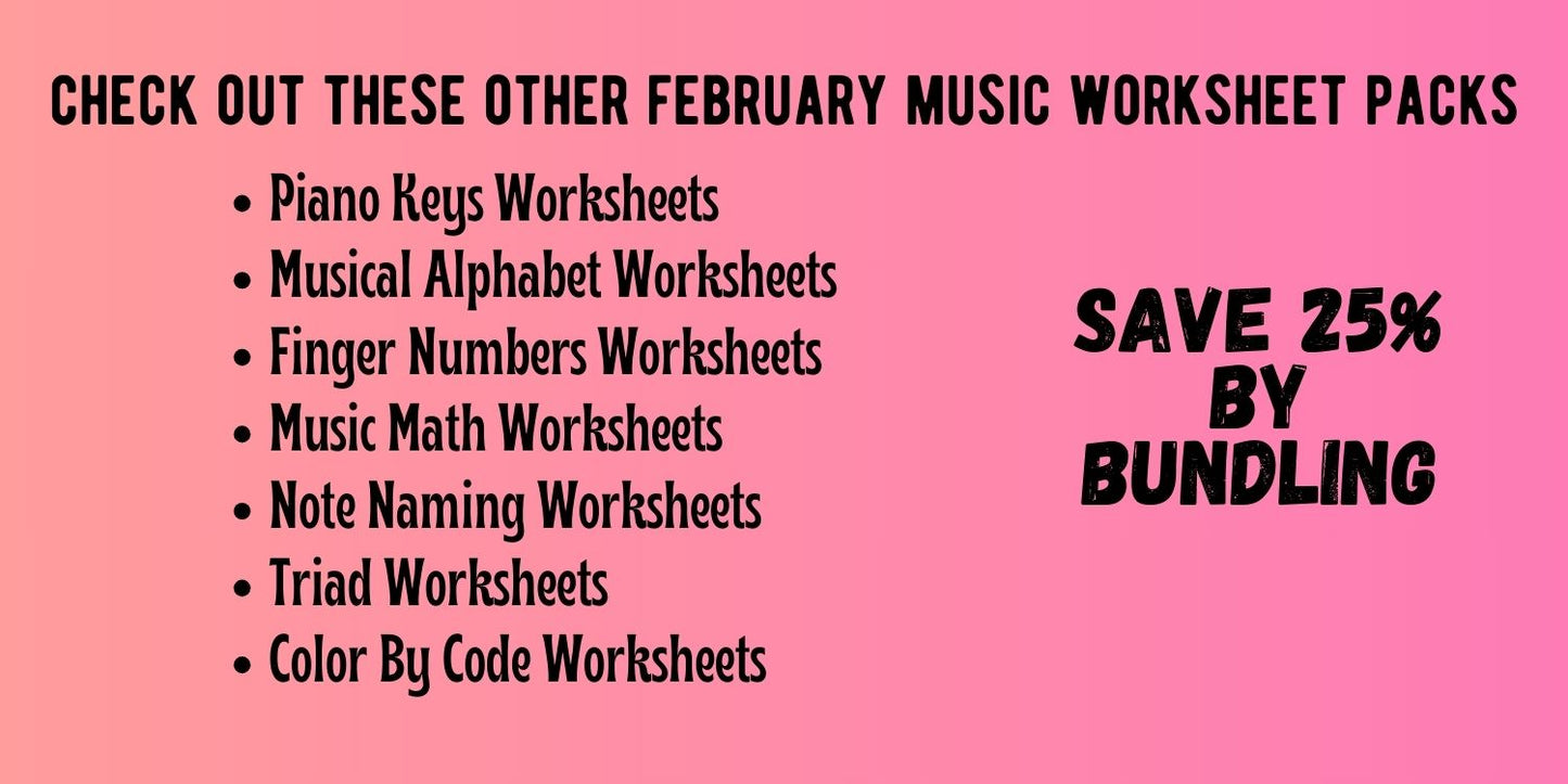 Valentine's Day INTERVALS Music Worksheets