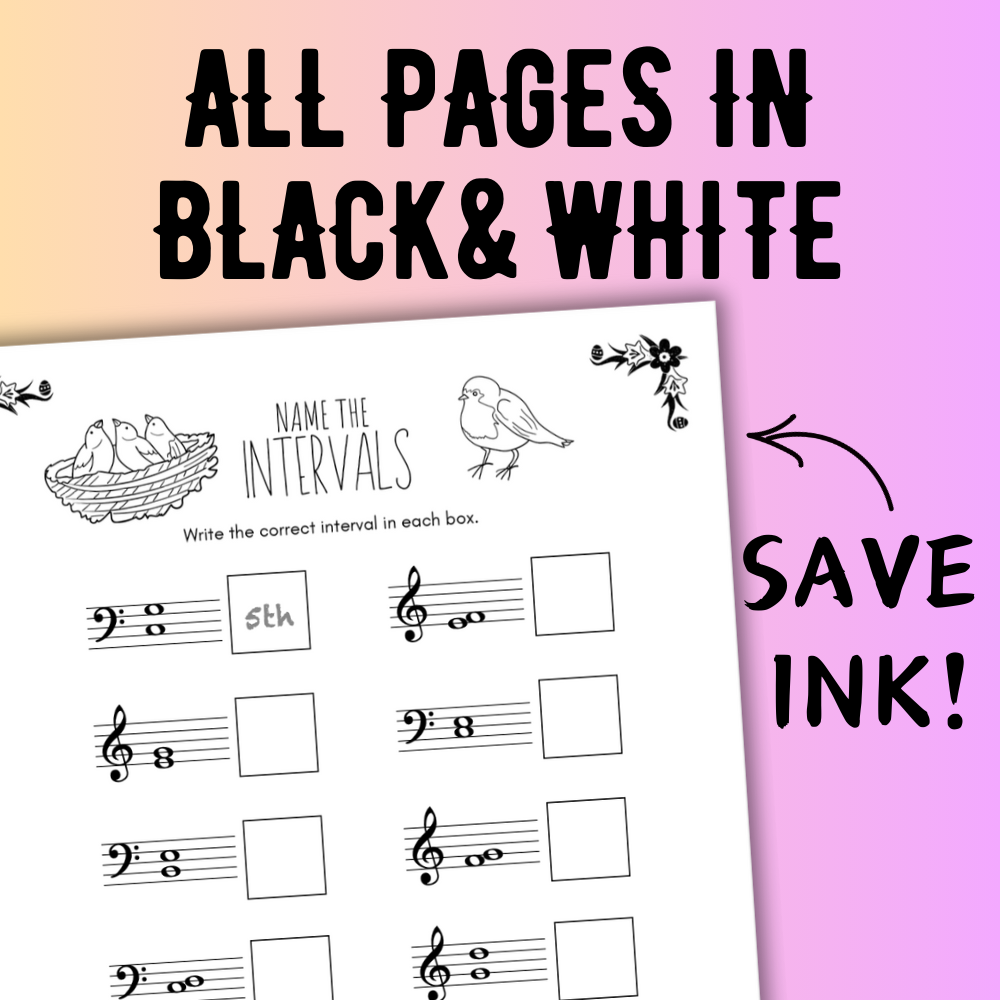 Spring INTERVALS Music Worksheets