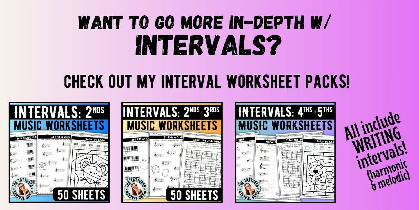 Summer INTERVALS Music Worksheets
