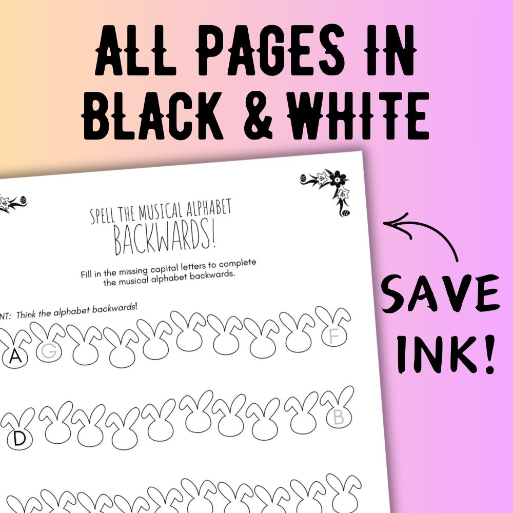 Spring MUSICAL ALPHABET Music Worksheets