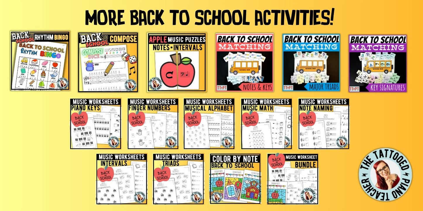 Back to School Music Note Bingo