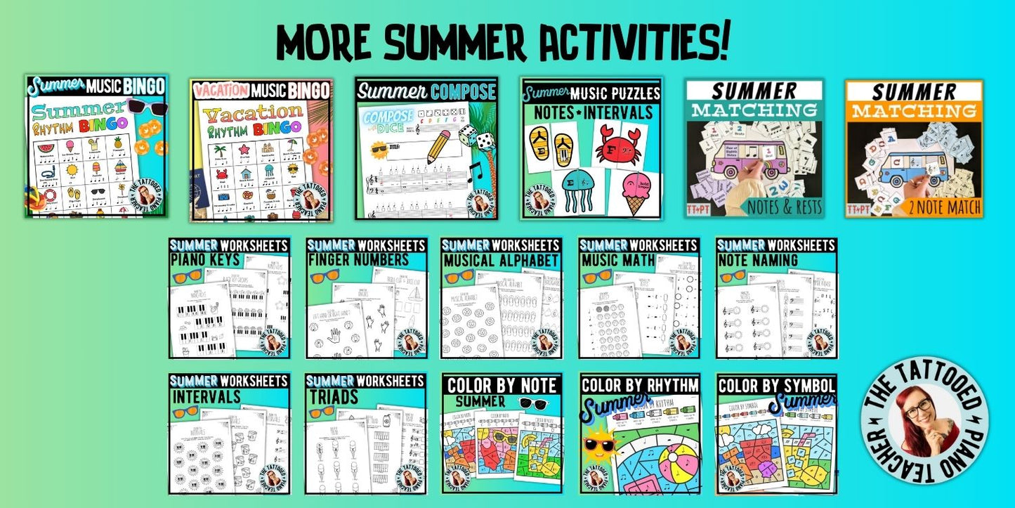 Summer Music Note Bingo
