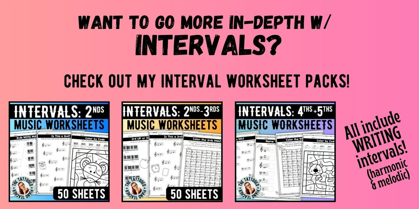 Valentine's Day INTERVALS Music Worksheets