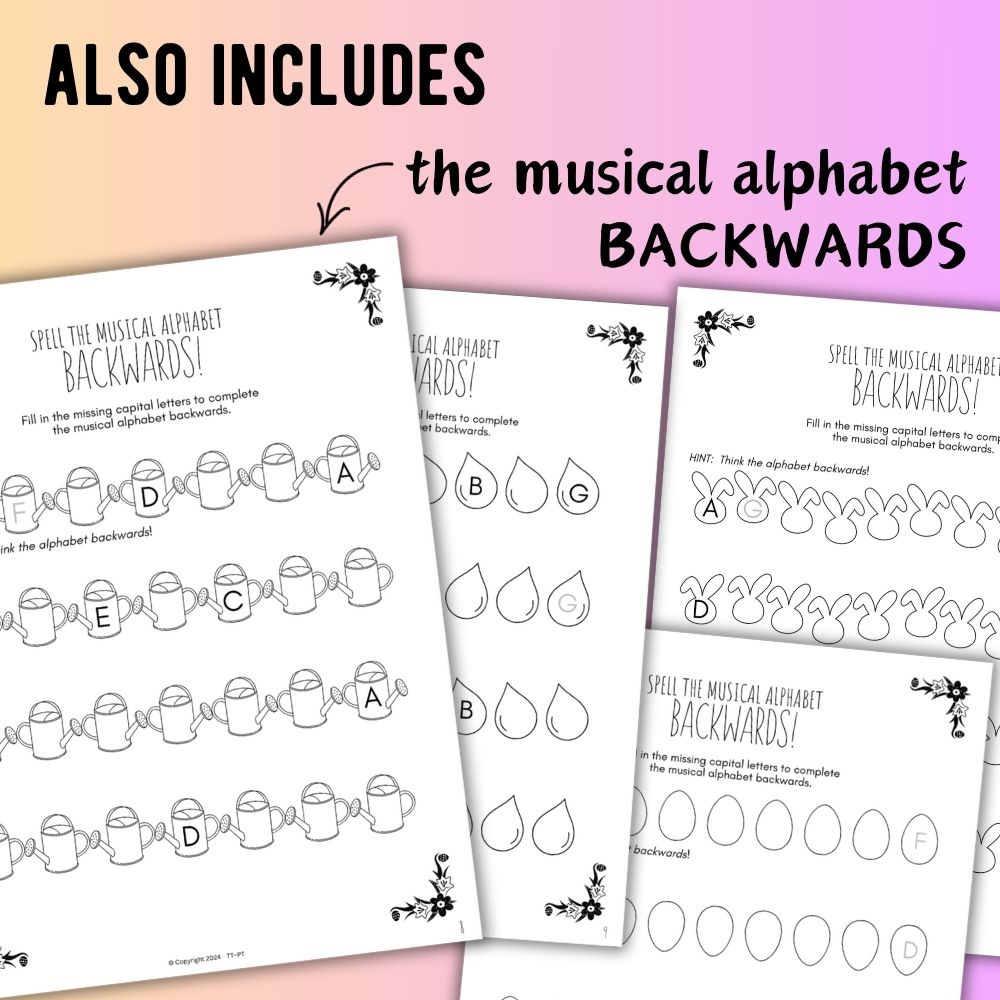 Spring MUSICAL ALPHABET Music Worksheets