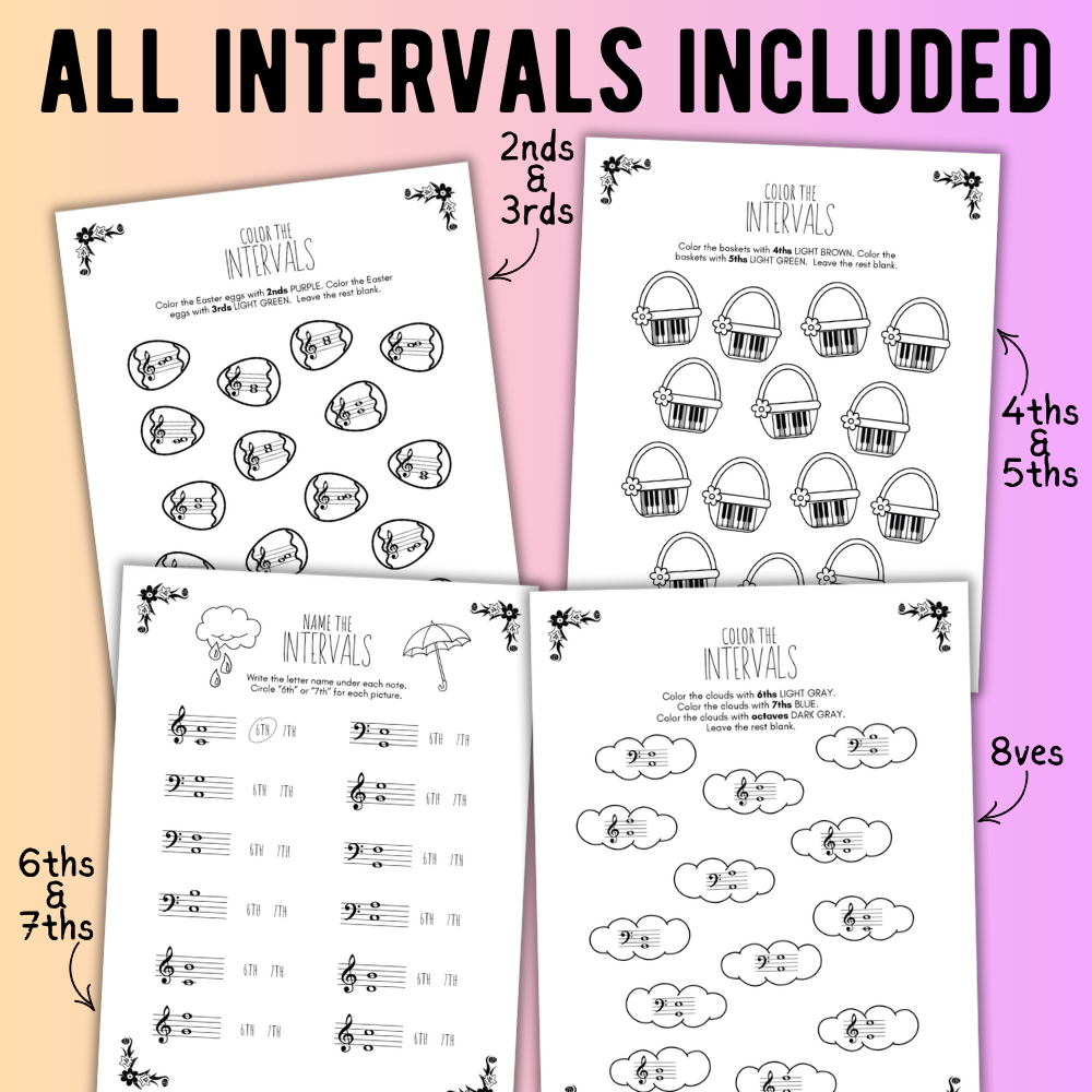 Spring INTERVALS Music Worksheets